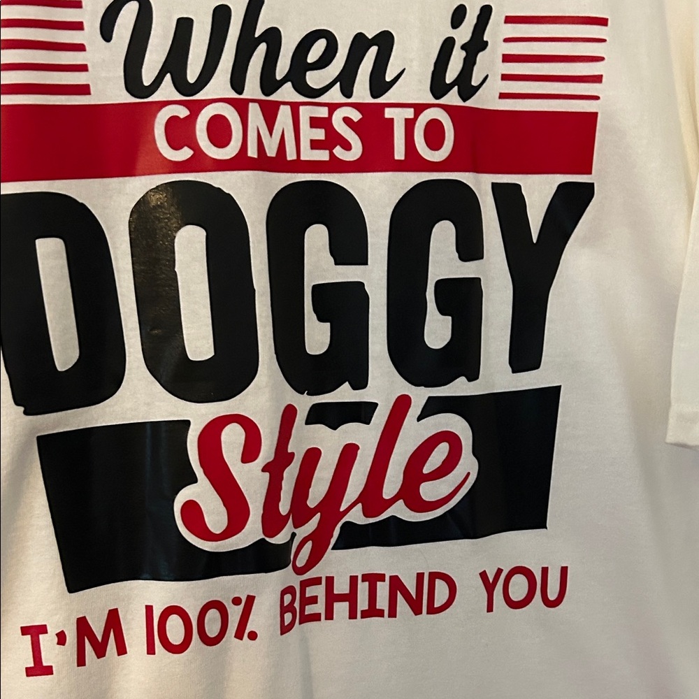 Gildan White and Red Graphic Tee